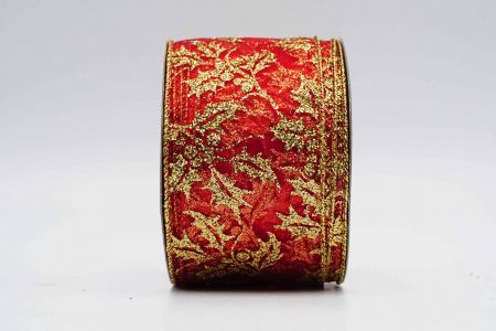 Metallic Holly Wired Ribbon_KF7247G-7_red